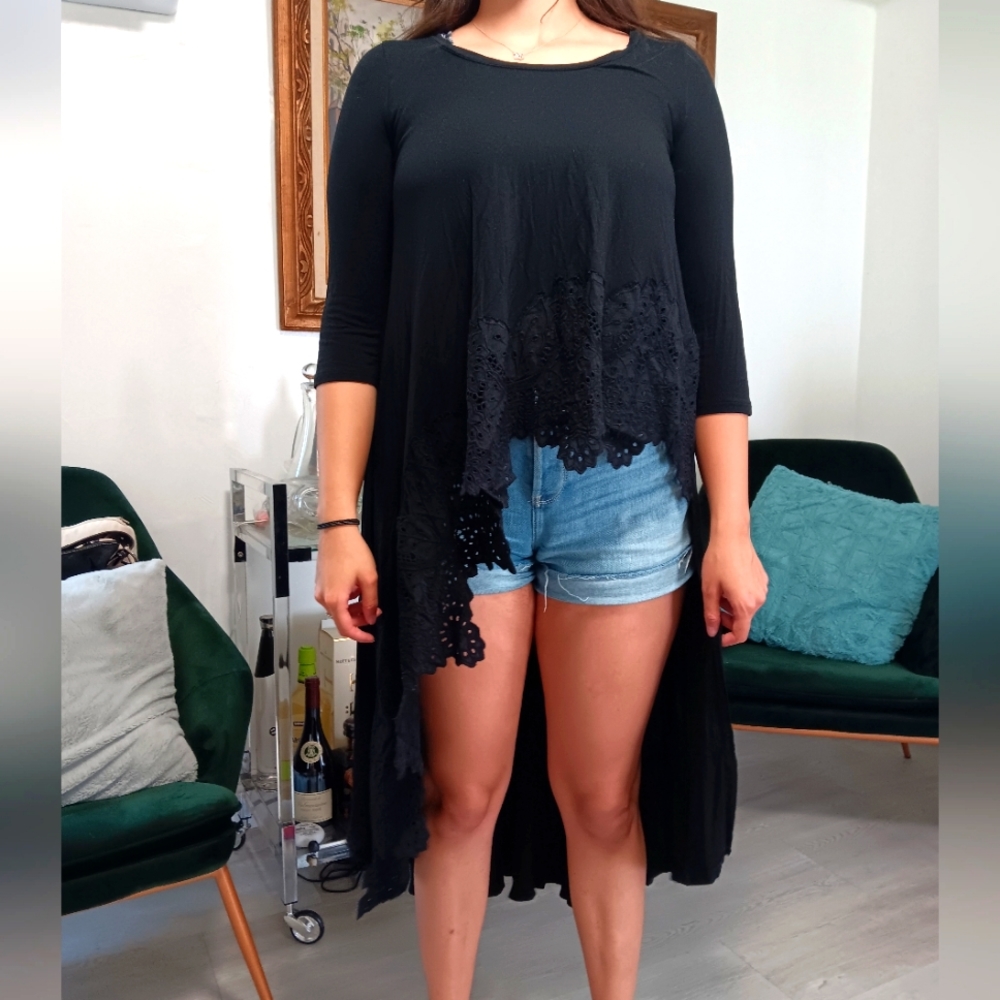 Free People Black Asymmetrical Top Size Xs/tp